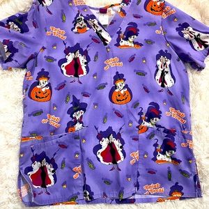 Disney Cruella/101 Dalmatians, Halloween edition nursing scrub top!